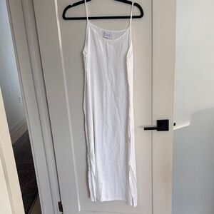 White Sleeveless Maxi Dress 100% Linen Pure Match